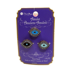 Blue Moon Beads 3 Piece Metal Evil Eye Good Luck Amulet Set On Card